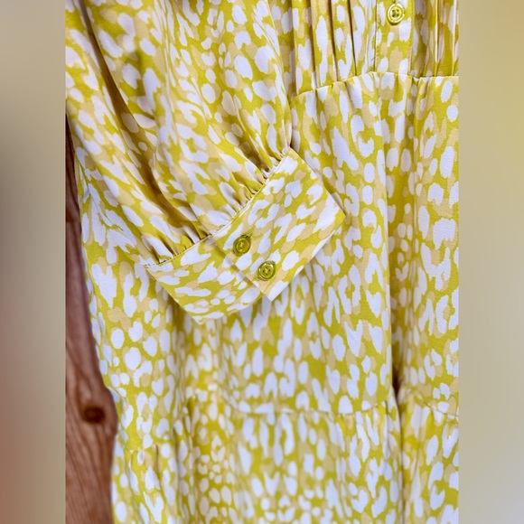 🔴Women’s Who What Wear Dress Short Tiered Size M NWT Citrus Leopard 3/4 Sleeves - Picture 4 of 10